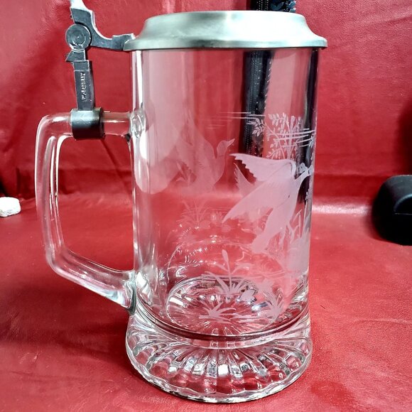 Crystal & Pewter Lidded Stein with Etched Canadian - Picture 7 of 7